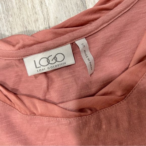 LOGO Lori Goldstein Long Sleeve Tunic T Shirt Top Mauve Gold Sequins Size S - Picture 4 of 7